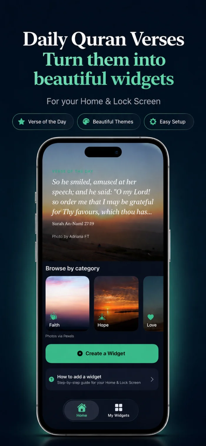 Quran Widget App Verse of the Day widget example