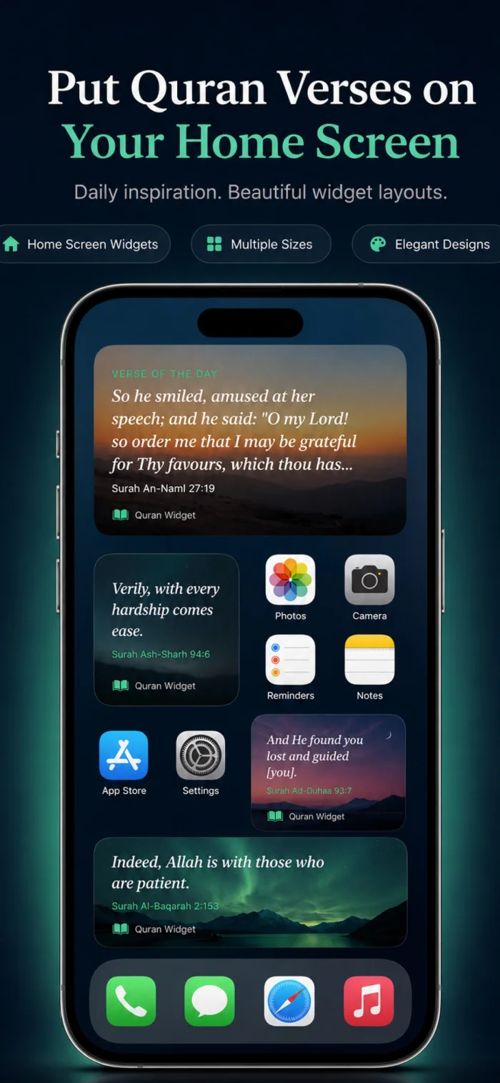 Quran Widget App Home Screen widget example